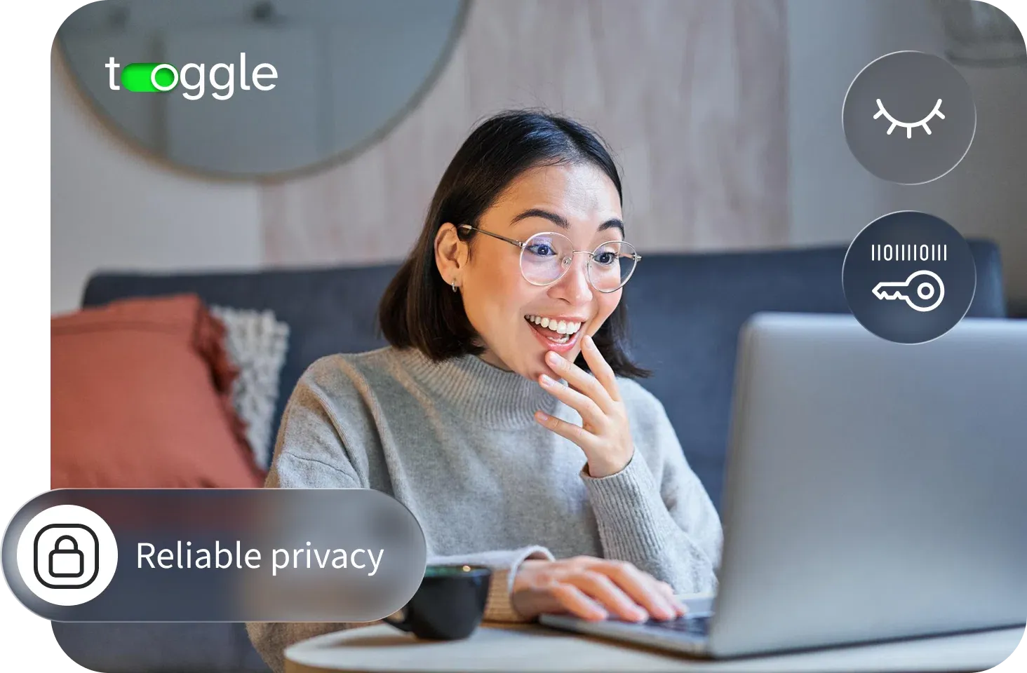 woman working on her laptop feels safe